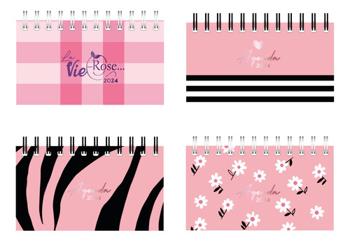 Agenda 2024 Semanal 10 X 17 Tapa Dura Diseño Black & Pink