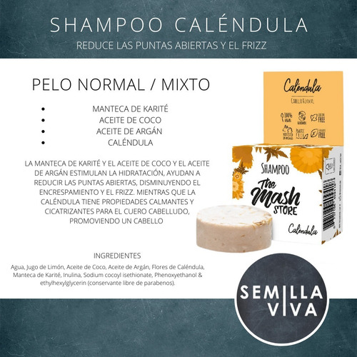 Imagen 3 de 10 de Shampoo Sólido 100% Natural The Mash Store - Caléndula X110g