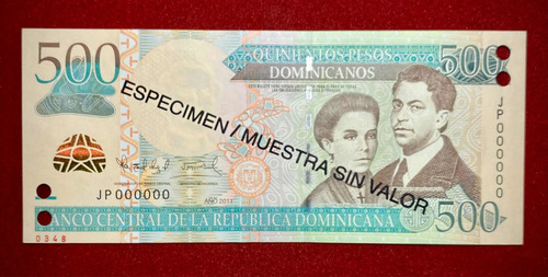 Billete 500 Pesos Republica Dominicana Specimen 2011 Unc