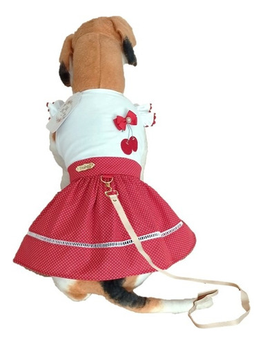 Roupa Roupinha Vestido Pet Cachorro Dudog Cerejinha