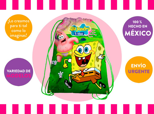 Recuerdos Morralitos Fiestas Bob Esponja Personalizados 10u