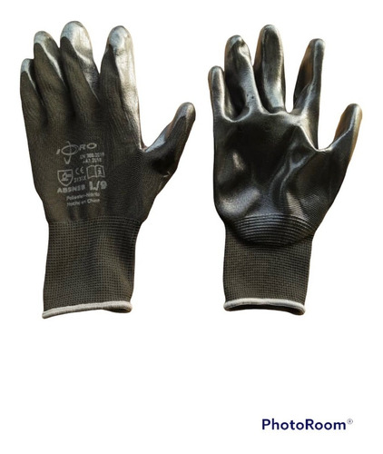 Guantes De Poliester Con Nitrilo Negro