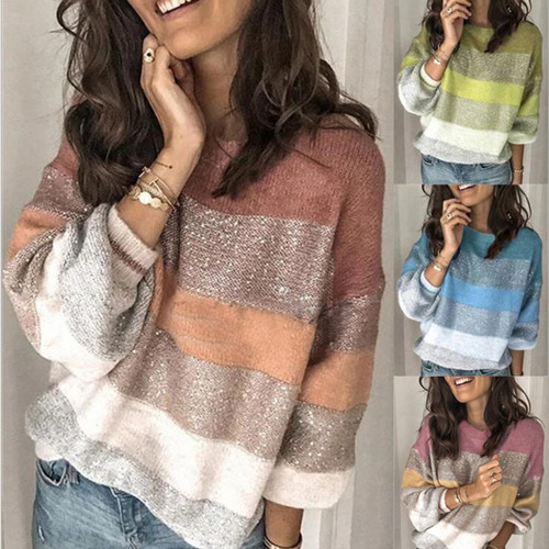 Suéter Holgado De Cuello Redondo Para Mujer, Suéter A Juego
