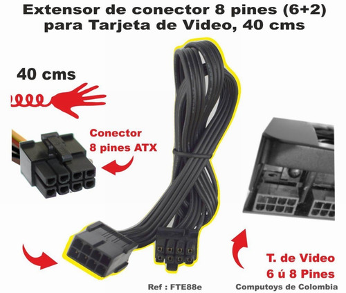 Imagen 2 de 7 de Extensor Conector Gpu 8 Pines Ref: Fte88e Computoys Sas