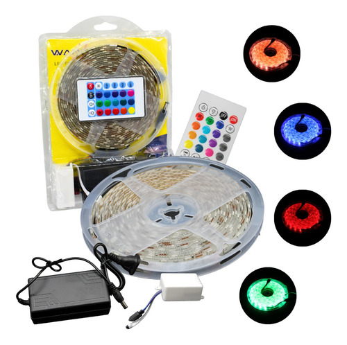 Tira Led Rgb Multicolor 5 Mt 127v Colores Led 5050 Hd