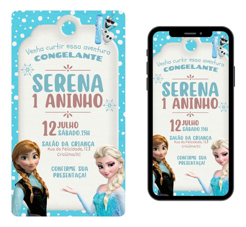 Convite Digital Aniversário Infantil Convite Da Elsa Frozen