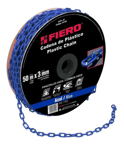Cadena Plástico 3mm Azul 44163