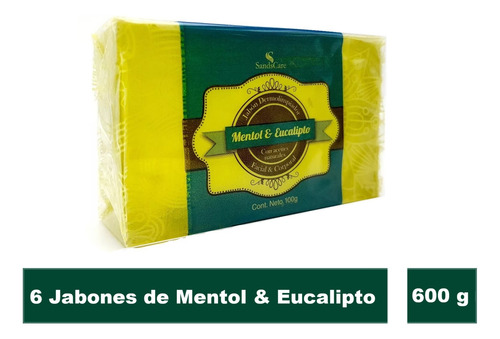 Jabon Artesanal Mentol & Eucalipto 6 Pz De 100g C/u
