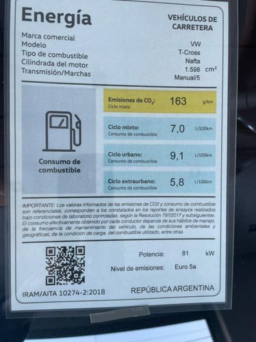 Imagen 13 de 15 de Volkswagen T-cross Comfortline 200 Tsi Automatica