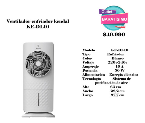 Ventilador Enfriador Kendal Ke-dl10 