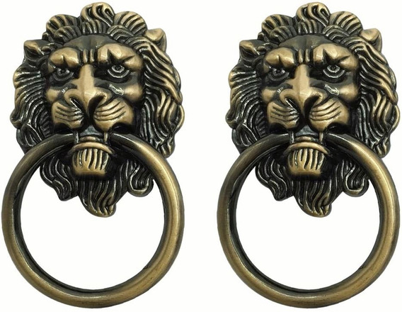 Metal león cabeza diseño vintage estilo muebles armario desenfunda pinzamiento tono bronce
