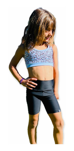 Imagen 8 de 9 de Calza Corta Biker Lycra Uv Upf50+ Niña Lisa Negra