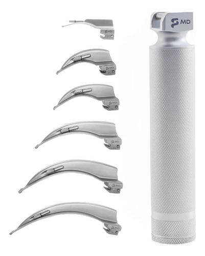 Kit Laringoscópio Standard Com Cabo + 6 Lâminas Curvas Md