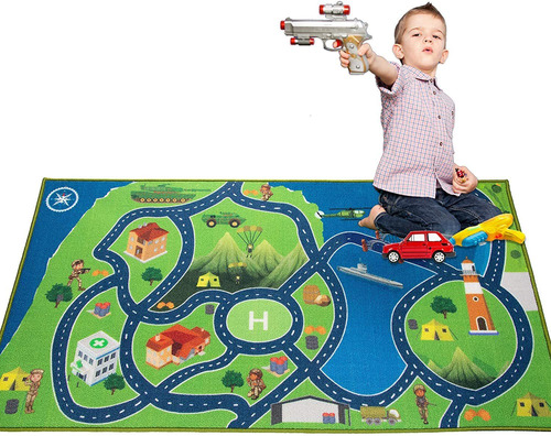  Kids Rug Area Play Mat Car Carpet With Road  X  Intell...