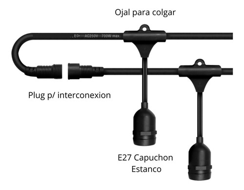 Imagen 3 de 6 de Guirnalda Led Exterior Gota Golden Deco 1w 10mts Reforzada