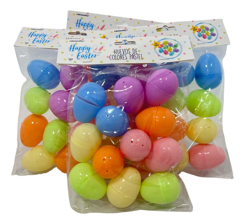 48 Huevos Cascarones Plastico Pascua Colores Pasteles Fiesta