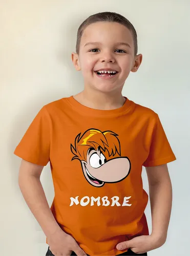 Remera Algodon Niño/a Rayman Cara Con Nombre Videojuego