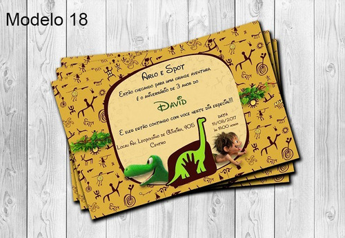 50 Convites O Bom Dinossauro Personalizados