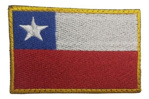 Parche Uniforme Táctico Bandera De Chile  Borde Dorado 6 Cm