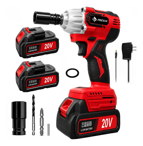 Inalambrica Llave Pistola Taladro Electrico Impacto 2batería Color Rojo