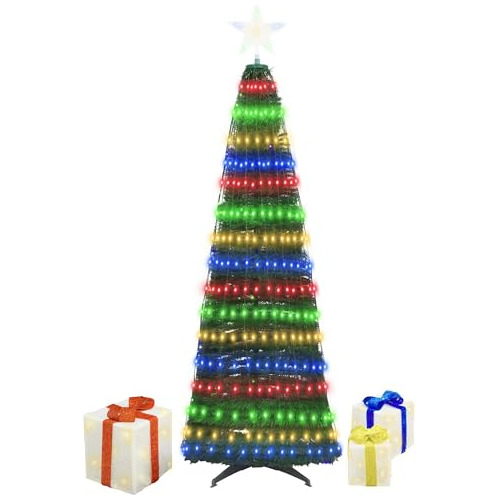 Árbol De Navidad De 6 Pies 3 Cajas De Regalos Iluminad...