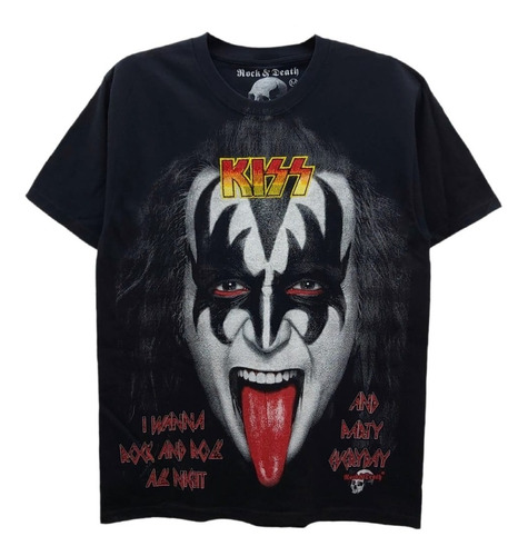 Playera Rock & Death Kiss I Wanna Rock And Roll All Night