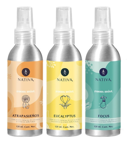 3 Sprays Aromaterapia Ambiente Relaja + Activa + Eucalipto