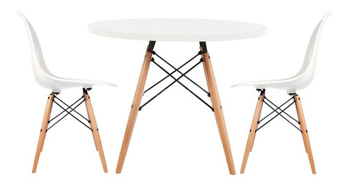 Juego Comedor Eames Mesa Redonda 80cm + 2 Sillas Eames