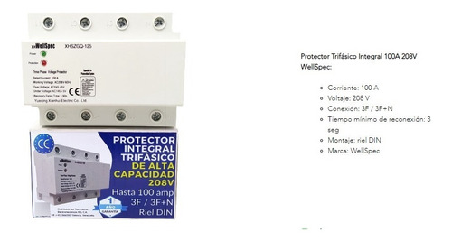 Protector Trifásico Integral 100a 208v 