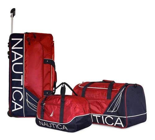 Set 3 Bolsos De Viaje Mannar Rojo Nautica