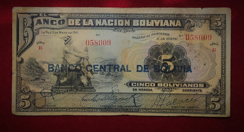 Billete 5 Bolivianos 1929 Bolivia Pick 113 A.3