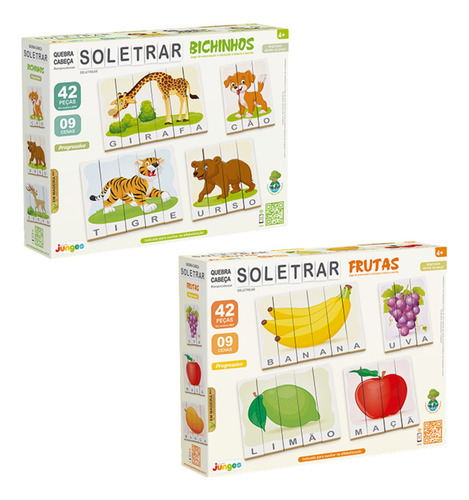 Quebra Cabeça Infantil Educativo Soletrar Bichinhos E Frutas