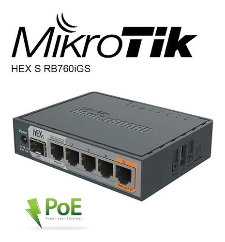 Router Mikrotik Rb760igs Hex S 5 Puertos Gigabit Os L4 + Sfp Color Negro