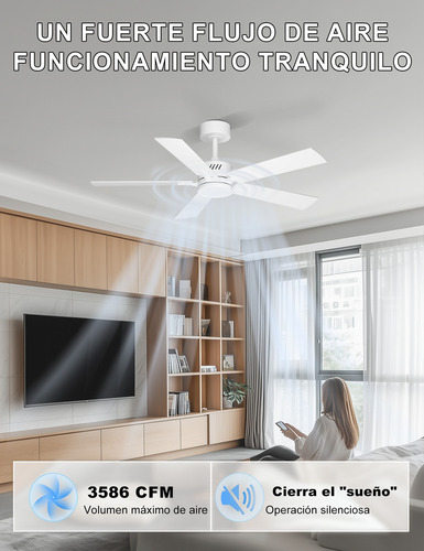Ohniyou Smart Home Fan Light Con Control Remoto 122cm