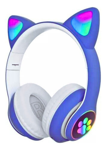 Auriculares inalámbricos LED LED para niños, gatos, gatos, colores de color azul claro