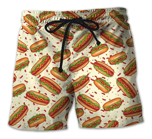 Pantalones Cortos De Playa Con Estampado 3d De Comida Rápida