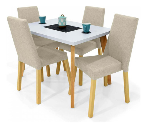 Set De Comedor Lugo Matiz 4p Con Sillas Galicia Beige