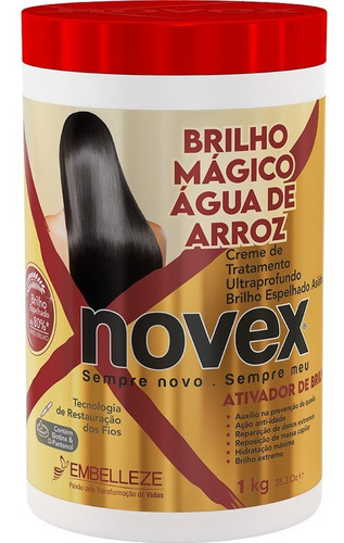 Creme De Tratamento Novex Brilho Mágico Água De Arroz 1kg