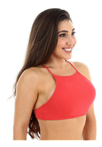 Biquini Top Cropped Frente Única Bojo Removível E Alça Fina