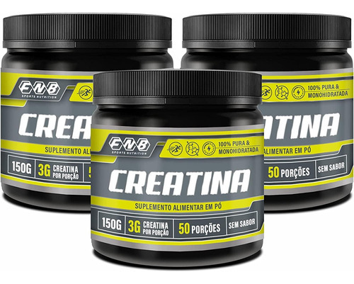 Kit 3 Creatina Monohidratada 100% Pura 150g Fnb Sport