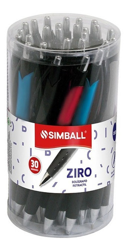 Imagen 5 de 6 de Boligrafo Simball Ziro Retractil Pack X4 Grip De Goma