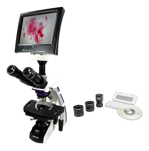 Kit Microscopio Trinocular 1600x C/ Monitor + Câmera 2mp
