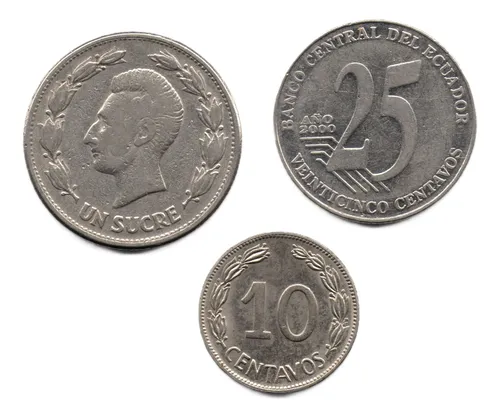 Ecuador 10, 25 Centavos Y 1 Sucre 1946 - 2000 (Usado)