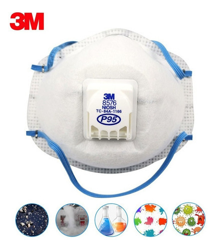 Mascarilla 3m 8576 X10 P95 Niv. Molestos Gases Acido 31906 Color Blanco