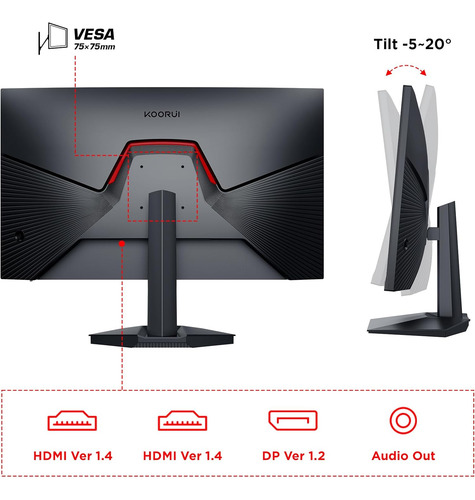 Monitor Gamer Koorui, Ips, 1080p, 165 Hz, 24, 1 Ms