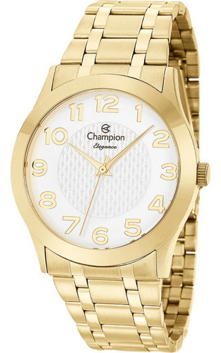 Relogio Feminino Champion Dourado C/ Numeros Cn26537h +