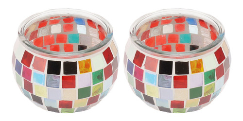 Soporte Para Velas De Té De Vidrio Con Forma De Mosaico De 2