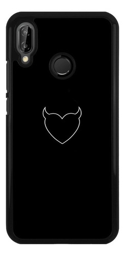 Funda Protector Para Huawei Corazon Fondo Negro Cuernos 