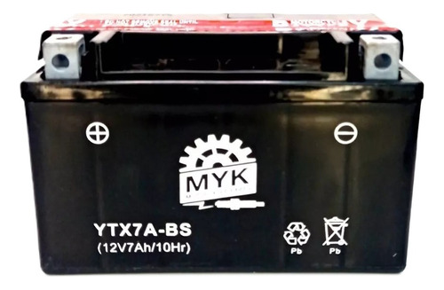 Bateria De Ácido Myk - Ytx7a-bs Yumbo Dakar - Gkmotos.uy