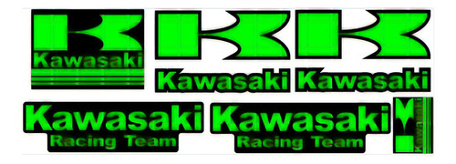 Kit Adesivos Moto Capacete Refletivo Kawasaki Racing Team Cor Verde